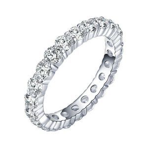 Eternity Band CZ Gemstones Circle a Platinum Plated Band